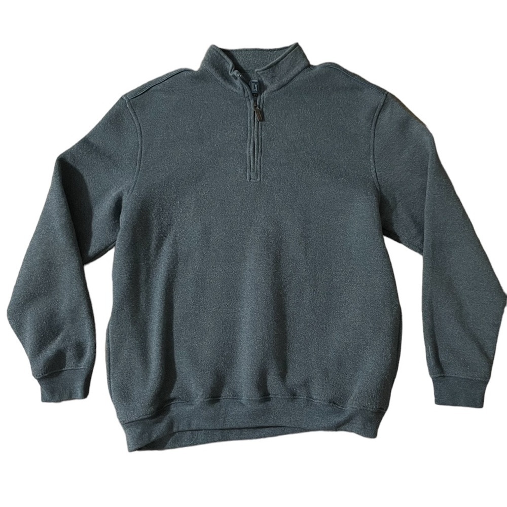 PGA Mens Blue 1/4 Zip Mock Neck Pullover Sweater Size Large with Pockets